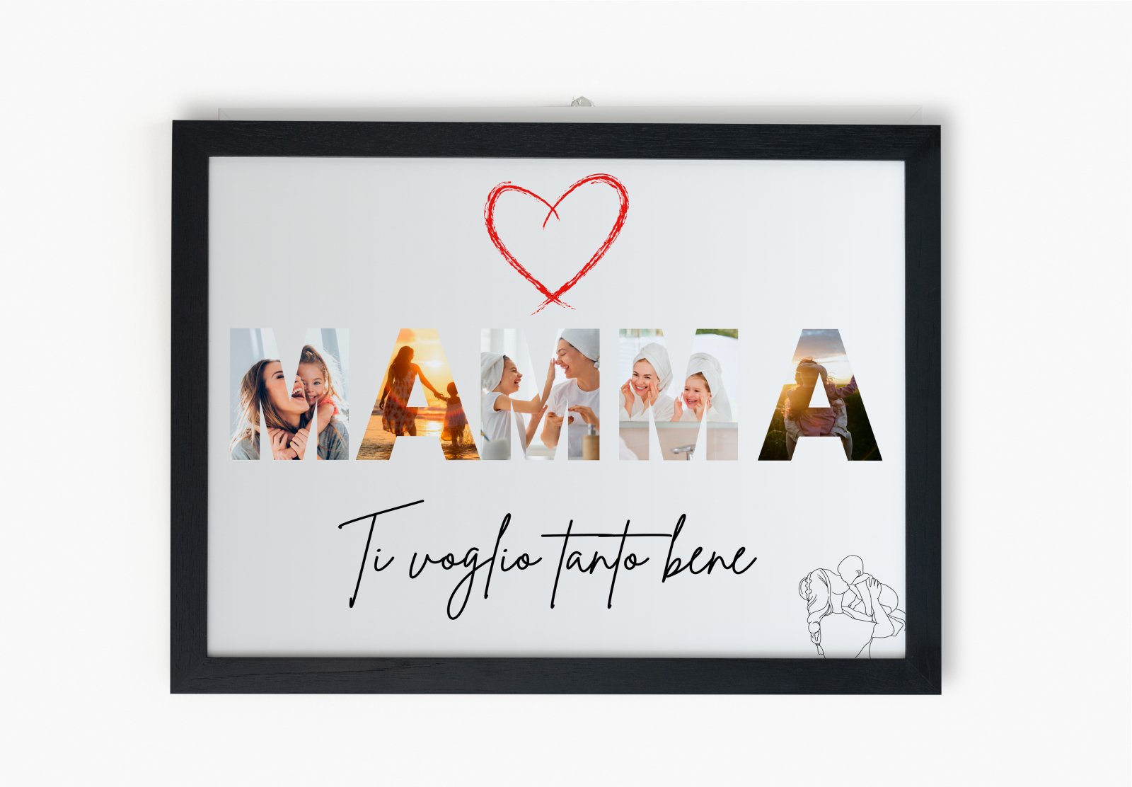 Cornice Nera Personalizzabile - 24x30 cm - Un Regalo Speciale per la Mamma - Lab07Official -