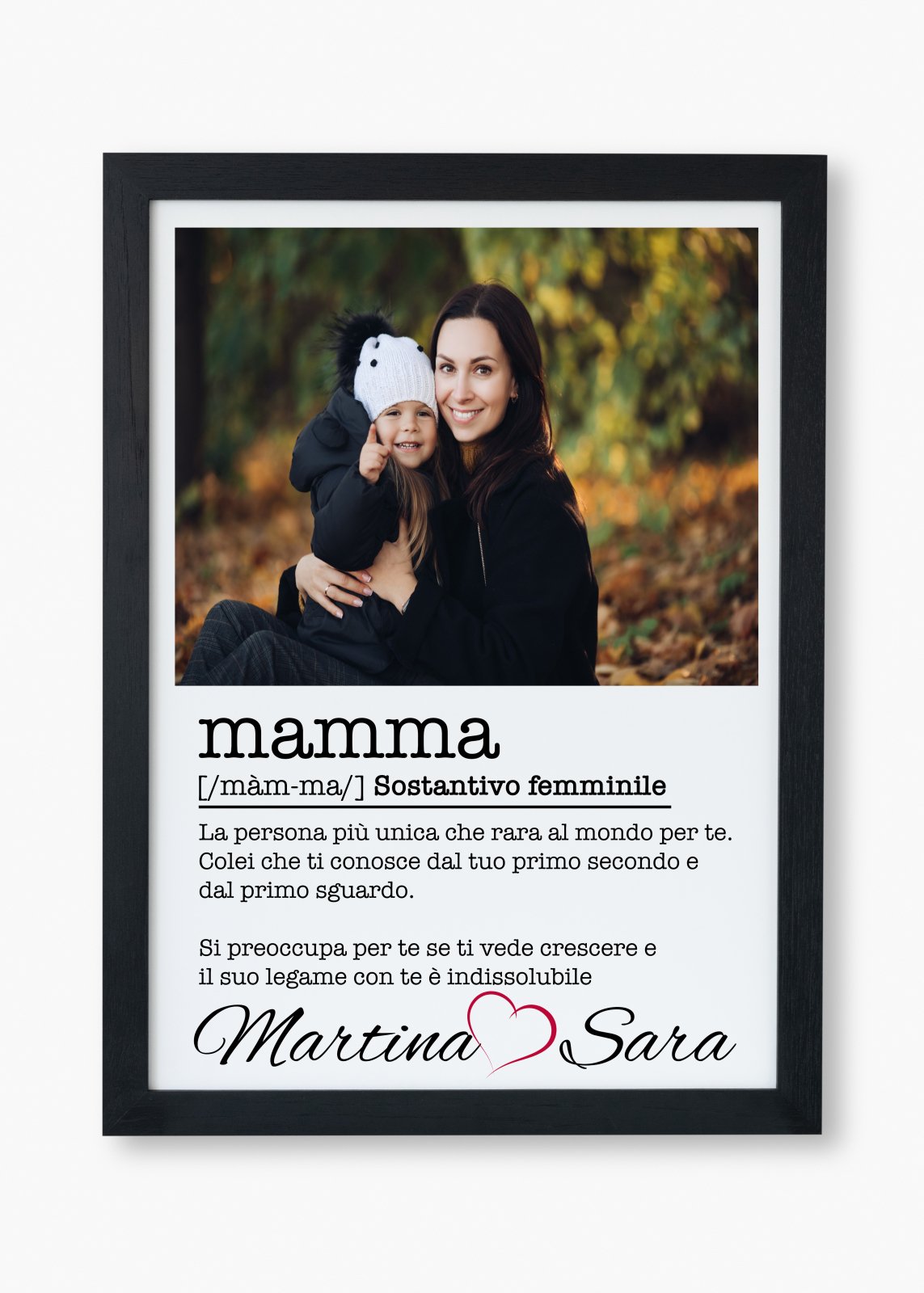Cornice Nera Personalizzabile - 24x30 cm - Un Regalo Speciale per la Mamma - Lab07Official -